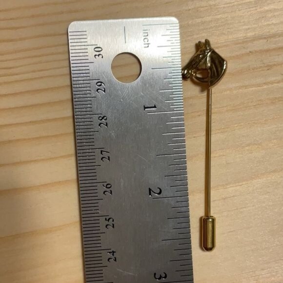 Gold-Tone Horse Head Stick Pin Lapel Pin - Picture 3 of 3